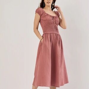 Sim & Sam pink cotton gauze milkmaid dress